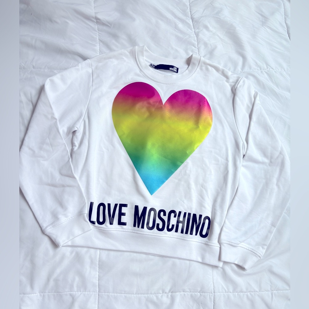 Love Moschino White Rainbow Heart Top